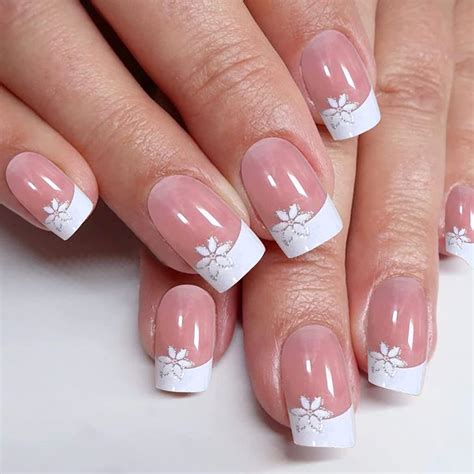 chanel french tip nails|french tip nails with flowers.